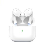 Fones Bluetooth 5.3 sem fio branco, 40h de bateria, USB-C, IPX6 e microfone para Android e iOS