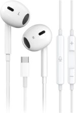 Fones USB-C Premium para iPhone e Galaxy: áudio cristalino, microfone e controle remoto, compatível com USB-C