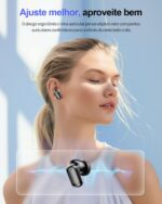 Fones de Ouvido Bluetooth Sem Fio 60 Horas de Reprodução Fones de Ouvido Esportivos IPX5 À Prova D'Água Fones de Ouvido de Graves Profundos para iOS Android, Preto - Imagem 2