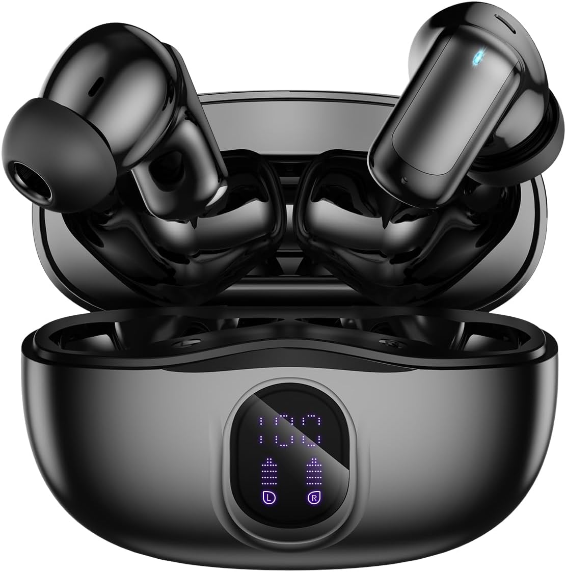 Fones de Ouvido Bluetooth Sem Fio 60 Horas de Reprodução Fones de Ouvido Bluetooth Sem Fio 60 Horas de Reprodução Fones de Ouvido Esportivos IPX5 À Prova D'Água Fones de Ouvido de Graves Profundos para iOS Android, Preto