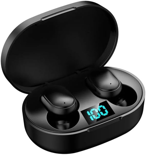 Fones de Ouvido Sem Fio TWS Bluetooth 5.0 Preto: conexão estável, controle touch e estojo com display LED para uso prático.