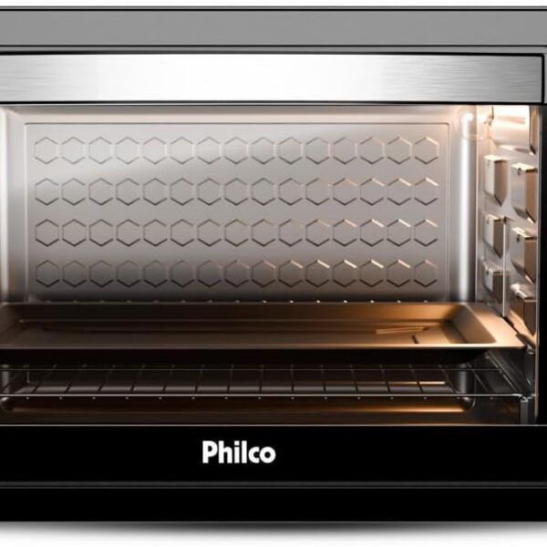 Forno Elétrico Philco 80L PFE80A: 6 funções, 4 resistências e alta potência para assar com praticidade.