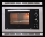 Forno Elétrico Sygma Inox de embutir 127V: acabamento em aço escovado, vidro duplo e controle de 50º a 300ºC.