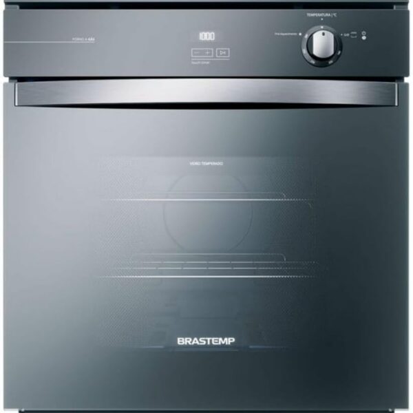 Forno de Embutir a Gás Brastemp 78L Inox Espelhado com Grill e Timer Touch para assados perfeitos