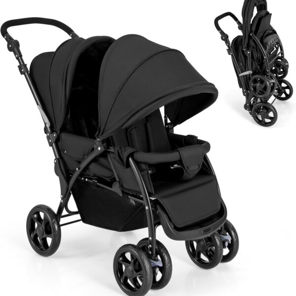 GLACER carrinho duplo dobrável: conforto, segurança e praticidade para passeios com dois bebês