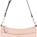 GUESS Bolsa de ombro Sarai blush em PVC saffiano com bolso externo, prática e elegante para o dia a dia