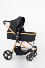 Galzerano Carrinho de Bebê Ivy Preto e Dourado com Moisés: design premium, conforto e praticidade para o dia a dia do bebê. - Imagem 2