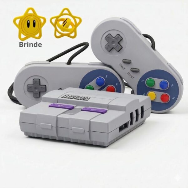 Game Retro Mini Super Nintendo 2 Controles com todos os jogos de SNES para reviver a nostalgia com diversão em dupla.