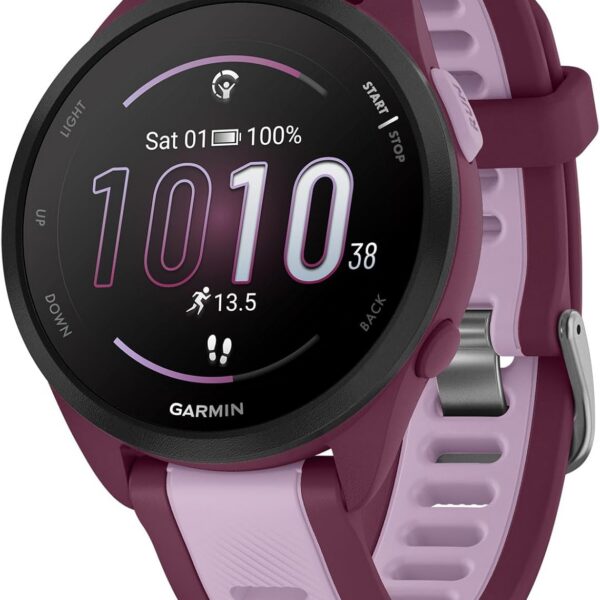 Garmin Forerunner 165 Music Lilás: monitor cardíaco de pulso e GPS para treinos com mais controle e precisão.