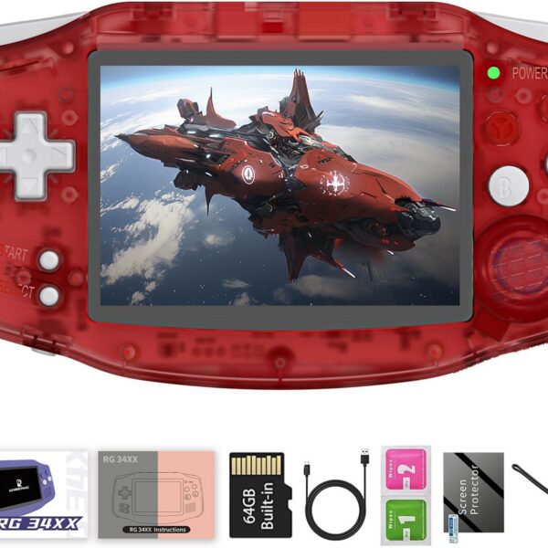 GiipGoop Rg34Xx Retro Consoles De Jogos Portáteis Rg34Xx Classic Retro Gaming Console 32+64G Card Jogos Pré-Carregados 5000+ Rg34Xx Portable Gaming Console Linux 64 Bits 3500Mah Bateria Wifi Bluetoo