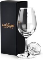 Glencairn Copita com tampa e caixa premium: copo de cristal ideal para degustação de whisky, com presente sofisticado.