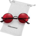 Gleyemor óculos de sol redondos polarizados: estilo unissex, lentes vermelhas e amarelas, proteção e conforto para compra online.