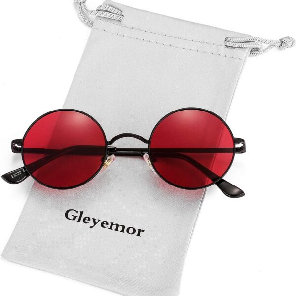 Gleyemor óculos de sol redondos polarizados: estilo unissex, lentes vermelhas e amarelas, proteção e conforto para compra online.