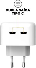 Gshield Carregador de Parede 35W Duplo Tipo C com Power Delivery: carga rápida e segura para iPhone e outros dispositivos. - Imagem 2