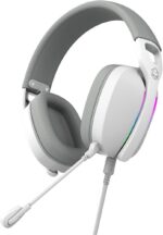 HEADSET GAMER PCYES NOWY WHITE GHOST, USB SURROUND, DRIVER 40MM, RGB, MICROFONE DESTACÁVEL - HGNW40WG