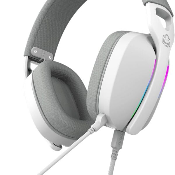 HEADSET GAMER PCYES NOWY WHITE GHOST, USB SURROUND, DRIVER 40MM, RGB, MICROFONE DESTACÁVEL - HGNW40WG
