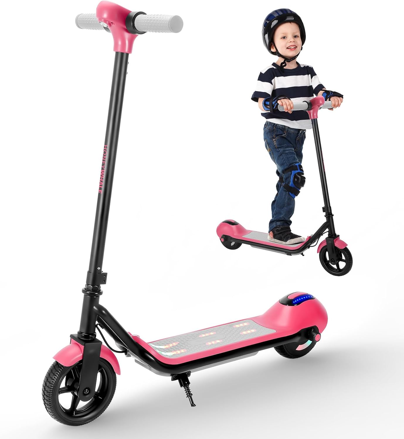 HONEYWHALE E2 Patinete Elétrico Infantil 138W, até 15km/h, 8km de HONEYWHALE E2 Patinete Elétrico Infantil 138W, até 15km/h, 8km de autonomia e luzes LED coloridas para crianças de 6 a 12 anos.