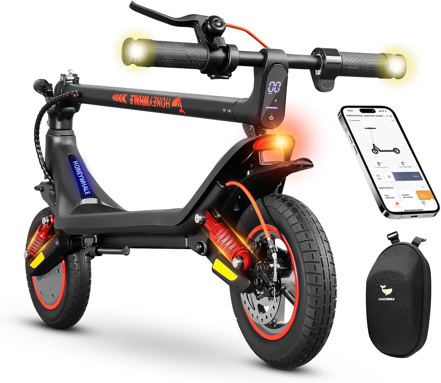 HONEYWHALE M1 MAX: 500W, 32km/h, 22km de autonomia e suspensão HONEYWHALE M1 MAX: 500W, 32km/h, 22km de autonomia e suspensão dupla para mobilidade urbana confortável.