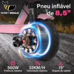 HONEYWHALE M2 MAX: patinete elétrico 500W, 32km/h e autonomia de 22km para mobilidade urbana segura e prática - Imagem 2