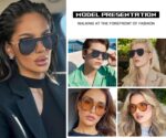 HYLLE Óculos de sol quadrados grandes femininos: estilo retrô, moderno e vintage com proteção e design elegante para compras online. - Imagem 2