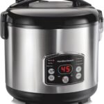 Hamilton Beach 37548: panela de arroz digital 14 xícaras com vapor, enxágue 2 em 1 e 6 funções programáveis para cozinhar fácil.