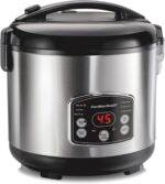 Hamilton Beach 37548: panela de arroz digital 14 xícaras com vapor, enxágue 2 em 1 e 6 funções programáveis para cozinhar fácil.