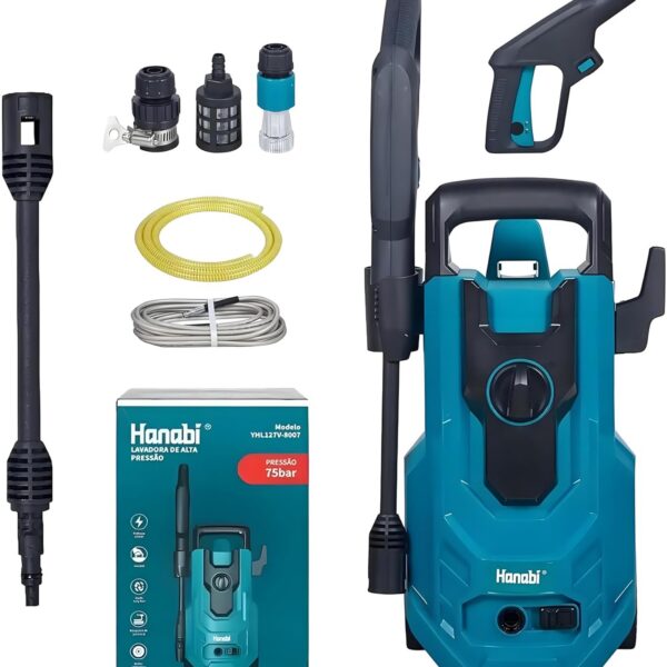 Hanabi Lavadora de Alta Pressão 1350W: limpeza potente, econômica e ideal para carros, pátios e uso doméstico