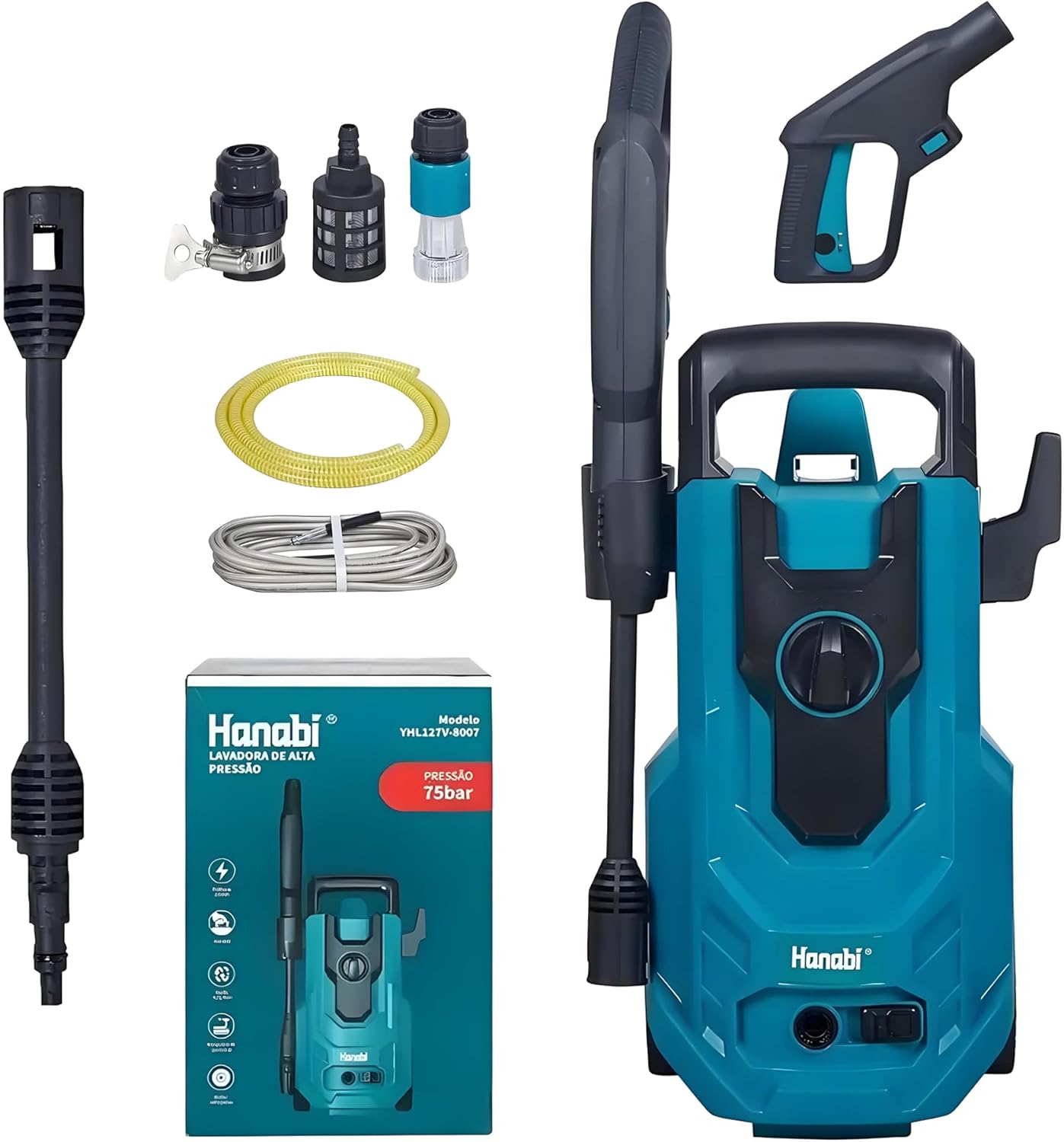 Hanabi Lavadora de Alta Pressão 1350W: limpeza potente, econômica e Hanabi Lavadora de Alta Pressão 1350W: limpeza potente, econômica e ideal para carros, pátios e uso doméstico