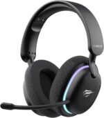 Havit Fone de Ouvido Gamer Five-Mode Fuxi-H7 Black, Sem fio e Com Fio, Wireless 2,4GHz, Bluetooth, USB, Cabo 3,5mm, Falante de 40 mm, Microfone Destacável com Cancelamento de Ruído