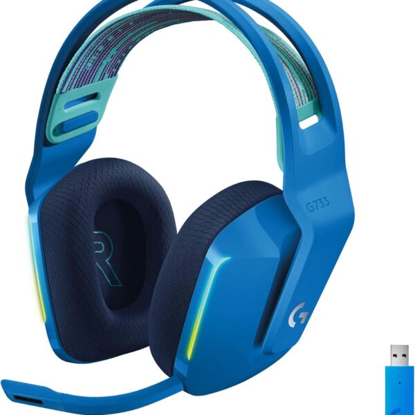 Headset Gamer Logitech G733 sem fio: som 7.1, Blue VO!CE, RGB LIGHTSYNC e até 29h de bateria.