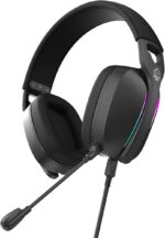 Headset Gamer Pcyes Nowy Black Vulcan USB Surround com RGB e microfone destacável, som imersivo para PC