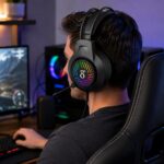 Headset Gamer RGB Delta 7.1: áudio estéreo, microfone nítido e conforto ergonômico para jogar com imersão em PC, notebook e consoles. - Imagem 2