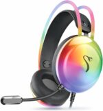 Headset Gamer RGB Neon com Led: som estéreo 40mm, microfone claro e conforto ergonômico para jogar com mais imersão.