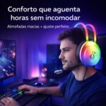 Headset Gamer RGB Neon com Led: som estéreo 40mm, microfone claro e conforto ergonômico para jogar com mais imersão. - Imagem 2