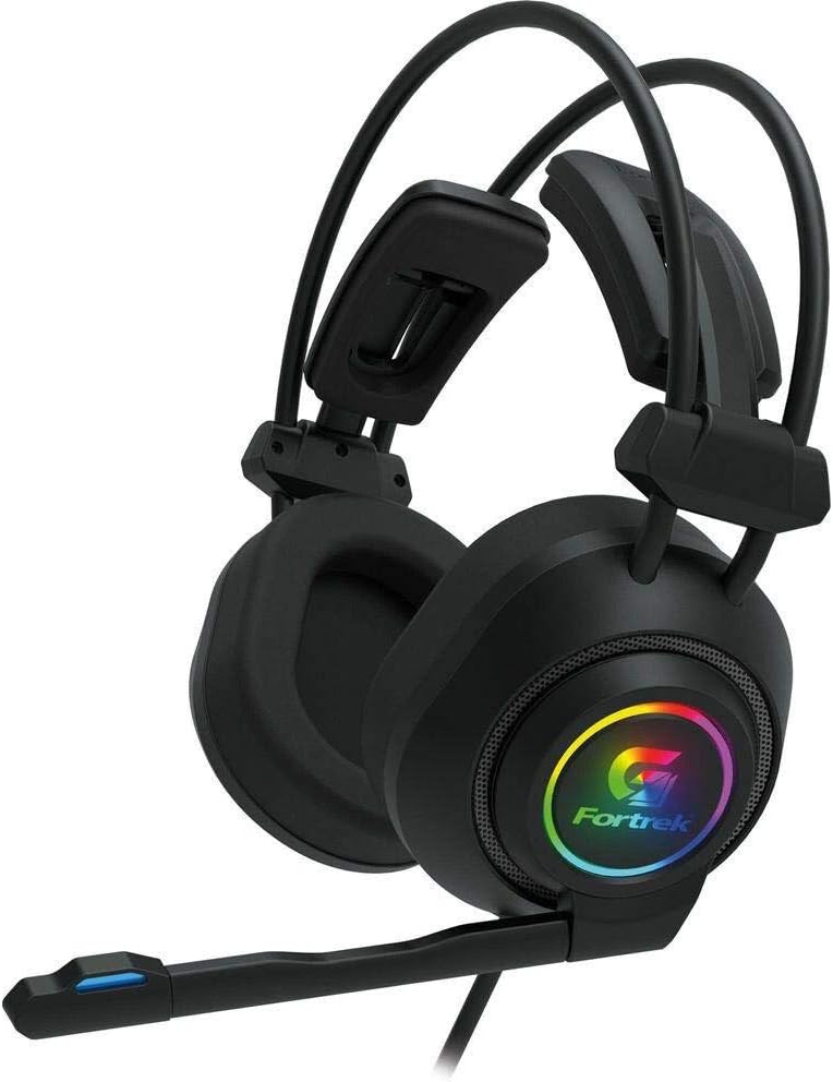 Headset Gamer RGB Vickers Preto Fortrek com som estéreo, RGB Headset Gamer RGB Vickers Preto Fortrek com som estéreo, RGB Rainbow e microfone com cancelamento de ruído para mais imersão.