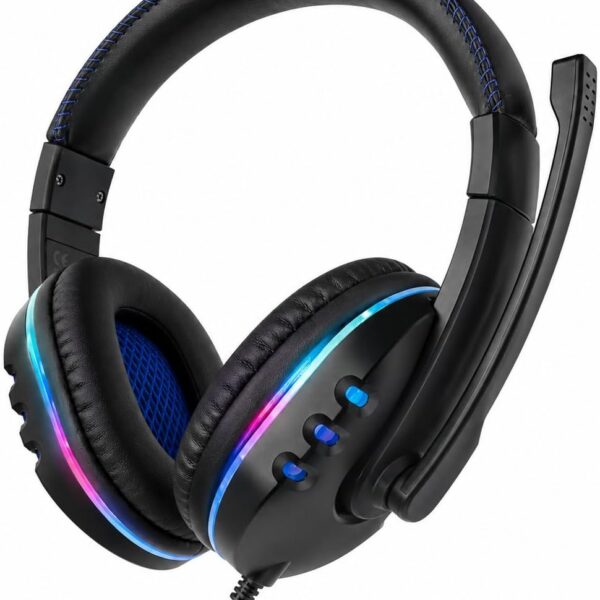 Headset Gamer RGB com Microfone e Cancelamento de Ruído: som estéreo potente, conforto over ear e compatibilidade universal para jogar com imersão.