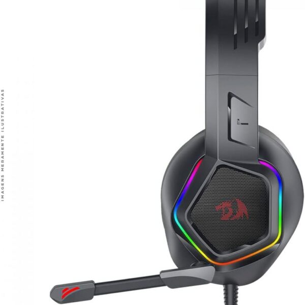 Headset Gamer Redragon Medea RGB Preto com som potente, conforto prolongado e iluminação Chroma para seu setup.
