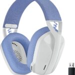 Headset Gamer Sem Fio Logitech G435 LIGHTSPEED, Conexão USB e Bluetooth, Design Leve e Confortável, Microfone Embutido, Bateria de até 18h - Compatível com Dolby Atmos, PC, PS4, PS5, Mobile – Branco