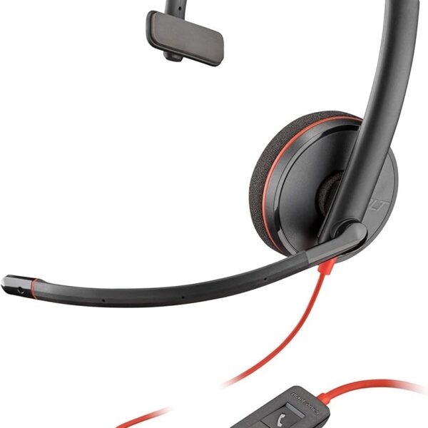 Headset Poly Blackwire C3210 USB-A Mono com cancelamento de ruído para chamadas claras no PC e notebook