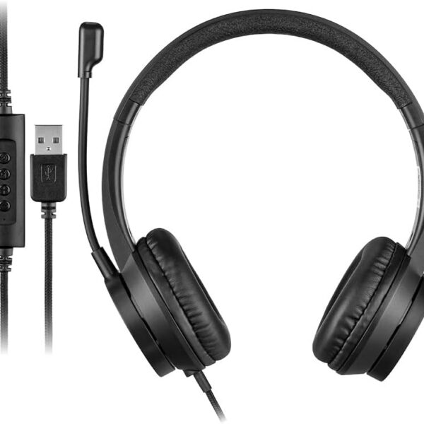 Headset com Fio HF1100 USB/USB-C Preto Multi - PH501: conforto e comunicação clara para chamadas, aulas e trabalho.