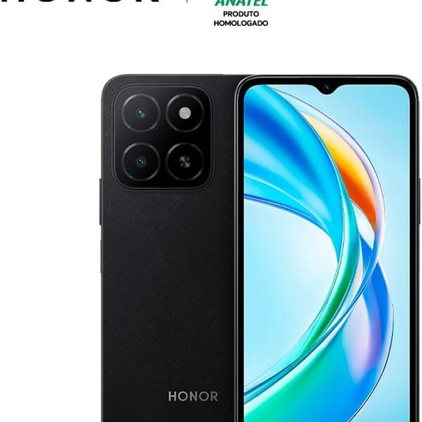 Honor X5B Plus BR 8GB Turbo e 256GB: bateria 5200mAh, câmera IA 50MP e tela 90Hz para mais desempenho e autonomia.