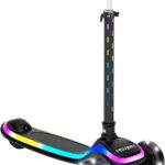 Hover-1 Chroma: patinete infantil dobrável com luzes multicoloridas, guidão ajustável e freio traseiro seguro.