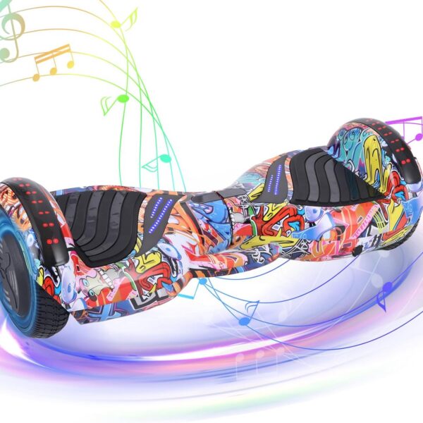 Hoverboard Elétrico com Luzes LED: equilíbrio seguro, diversão e estilo para crianças e adultos.