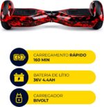 Hoverboard Skate Elétrico 6.5 Brinovar com Bolsa, LED e Bluetooth Vermelho Fogo para diversão e mobilidade segura - Imagem 2