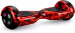 Hoverboard Skate Elétrico 6.5 Brinovar com Bolsa, LED e Bluetooth Vermelho Fogo para diversão e mobilidade segura