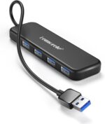 Hub USB 3.0 Lemorele, 4 Portas, Velocidade até 5Gbps, Compatível com Laptops, Desktops e Consoles, Preto