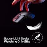 HyperX Pulsefire Haste 2 Mini – Mouse para jogos sem fio para PC, compacto, leve, Bluetooth, 2,4 GHz, preto - Imagem 2