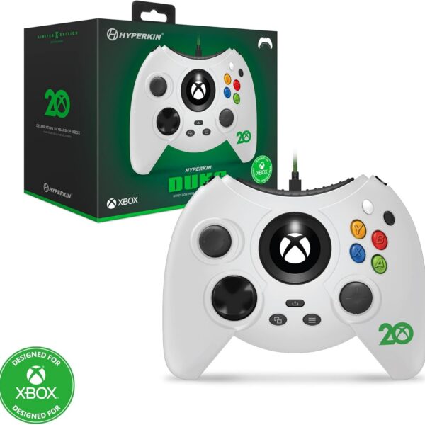 Hyperkin Duke Wired Controller Xbox Anniversary White: controle com fio oficial para Xbox Series X|S, One e Windows 10
