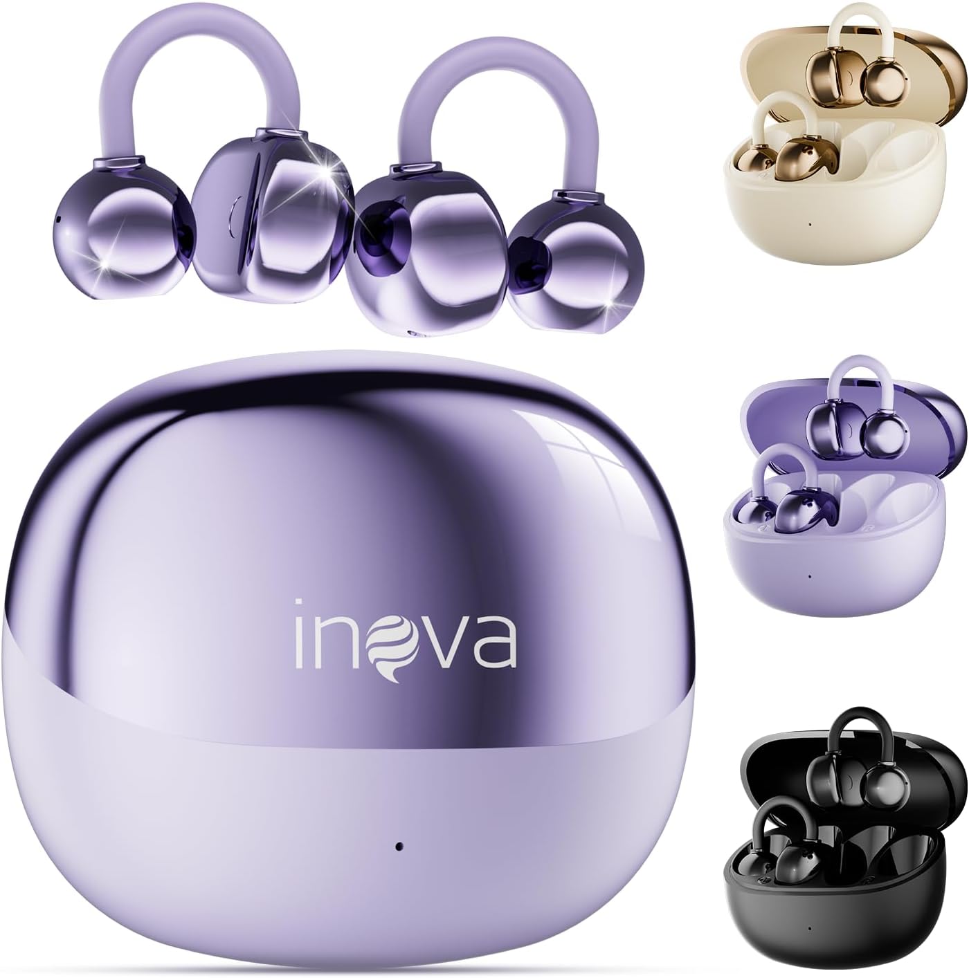 INAVA Fone de Ouvido de Nova Geração,Bluetooth 6.0,50h de Autonomia,À INAVA Fone de Ouvido de Nova Geração,Bluetooth 6.0,50h de Autonomia,À Prova d'Água IPX6,Microfone ENC,Conforto Leve para Esportes,Orelhas Pequenas e Óculos (Roxo)