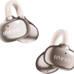 INAVA Versão Aprimorada Fone de Ouvido com Clipe. Ajuste Confortável, Som Claro, 50h, Bluetooth 6.1. para Mulheres, Crianças, Orelhas Pequenas, Esportes e quem usa Óculos (Ouro Rosa)
